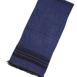 EMPORIO ARMANI Designer Vintage Black & Blue Reversible Stripe Scarf